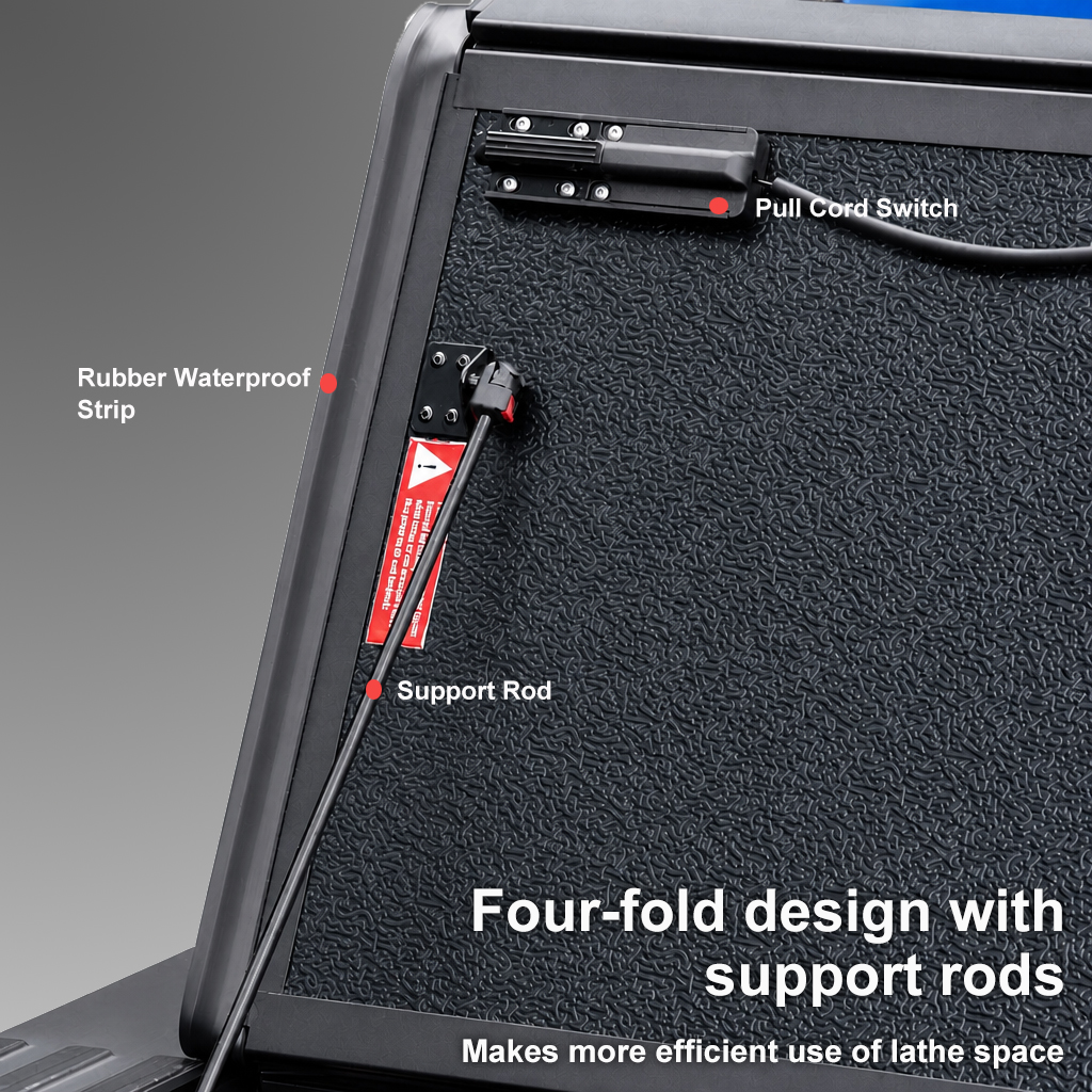 Four fold design of Low Profile Hard Quad-Fold Tonneau Cover for GMC Canyon